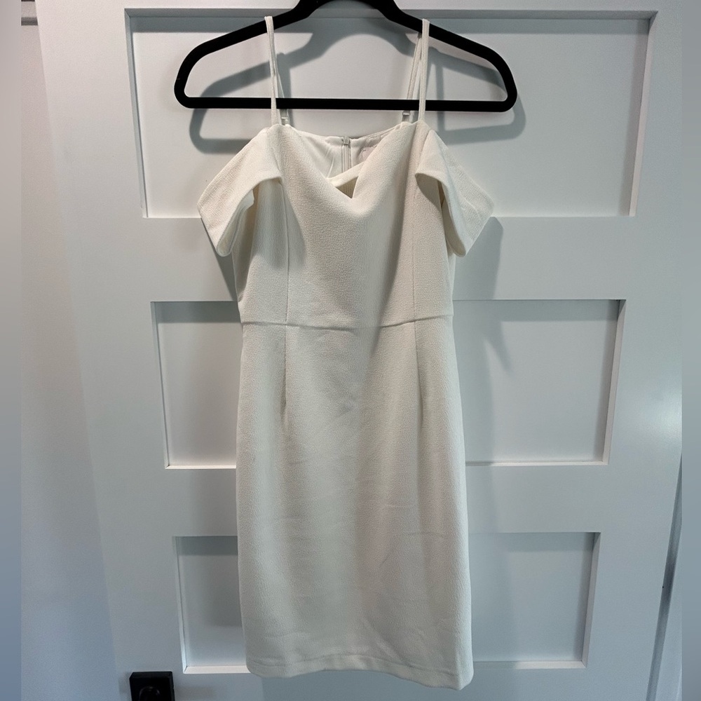 Blush Boutique Off the Shoulder with Straps White Cocktail Dress